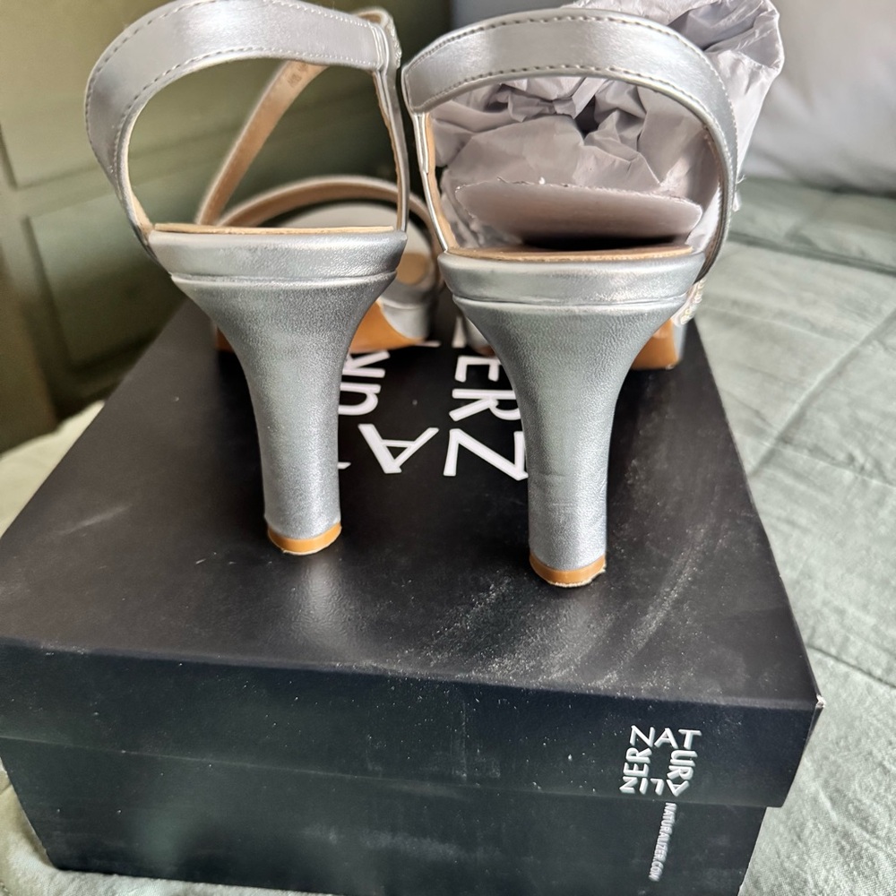 Naturalizer Silver Strappy Heels - Picture 4 of 4